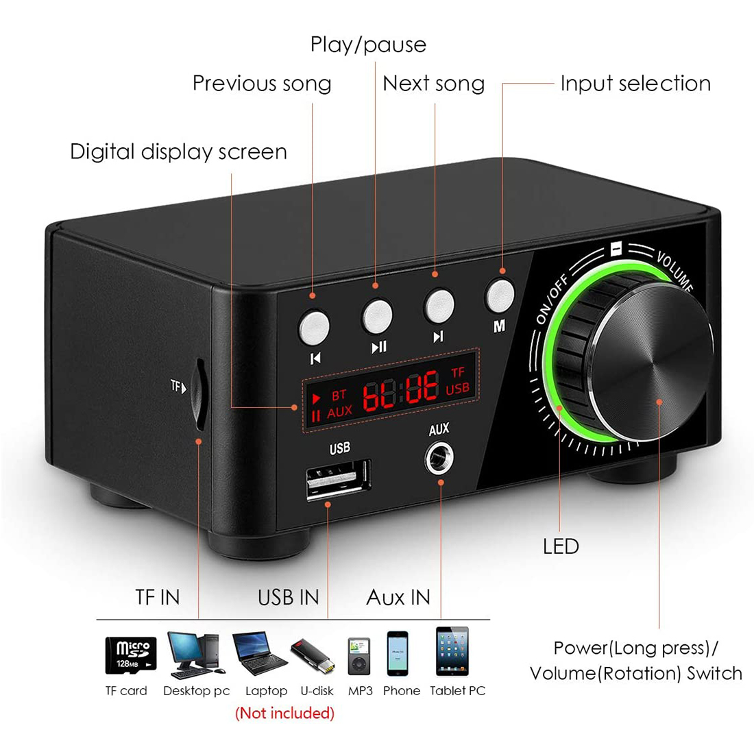 파워 앰프 보드 블루투스 호환 TPA3116 수신기,  - Audio Music Player 리뷰 및 가격