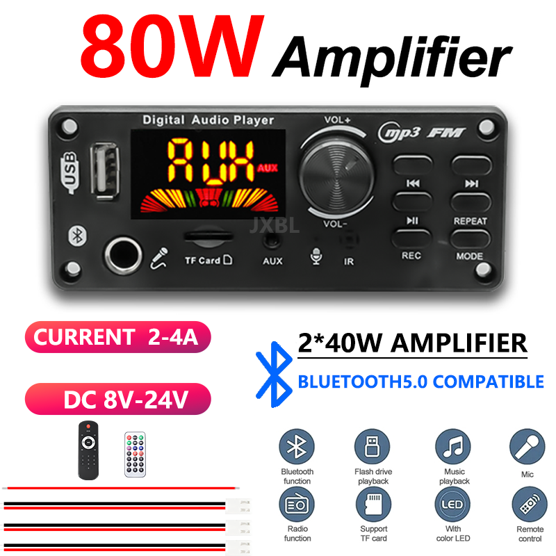 80W 블루투스 5.0 MP3 디코더 보드 2x40W  - Audio Music Player 리뷰 및 가격